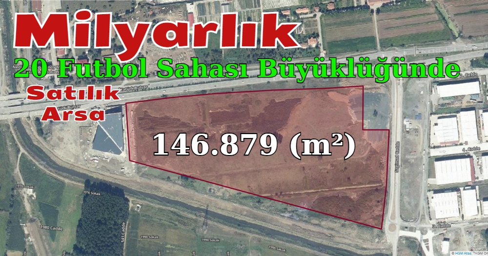 20 Futbol Sahası Büyüklüğünde Samsun Tekkeköy Satılık Arsa